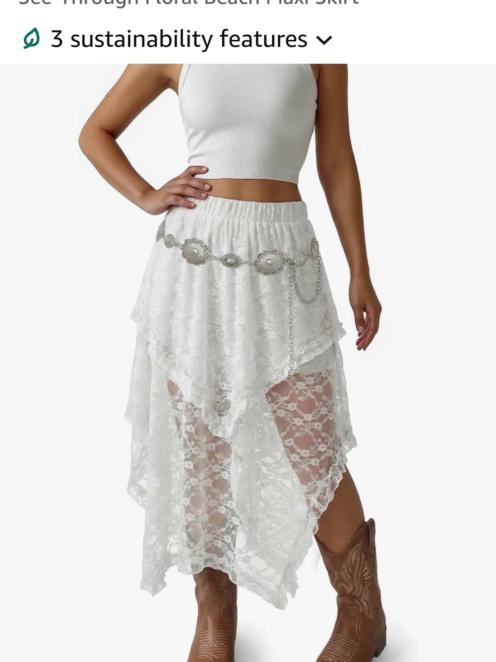 White Lace Layered Handkerchief Hem Skirt ONLY